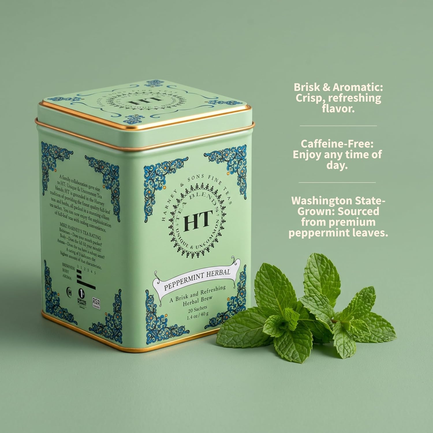 Harney & Sons HT Peppermint Herbal Tea, 20 Sachets in Tin — image 4